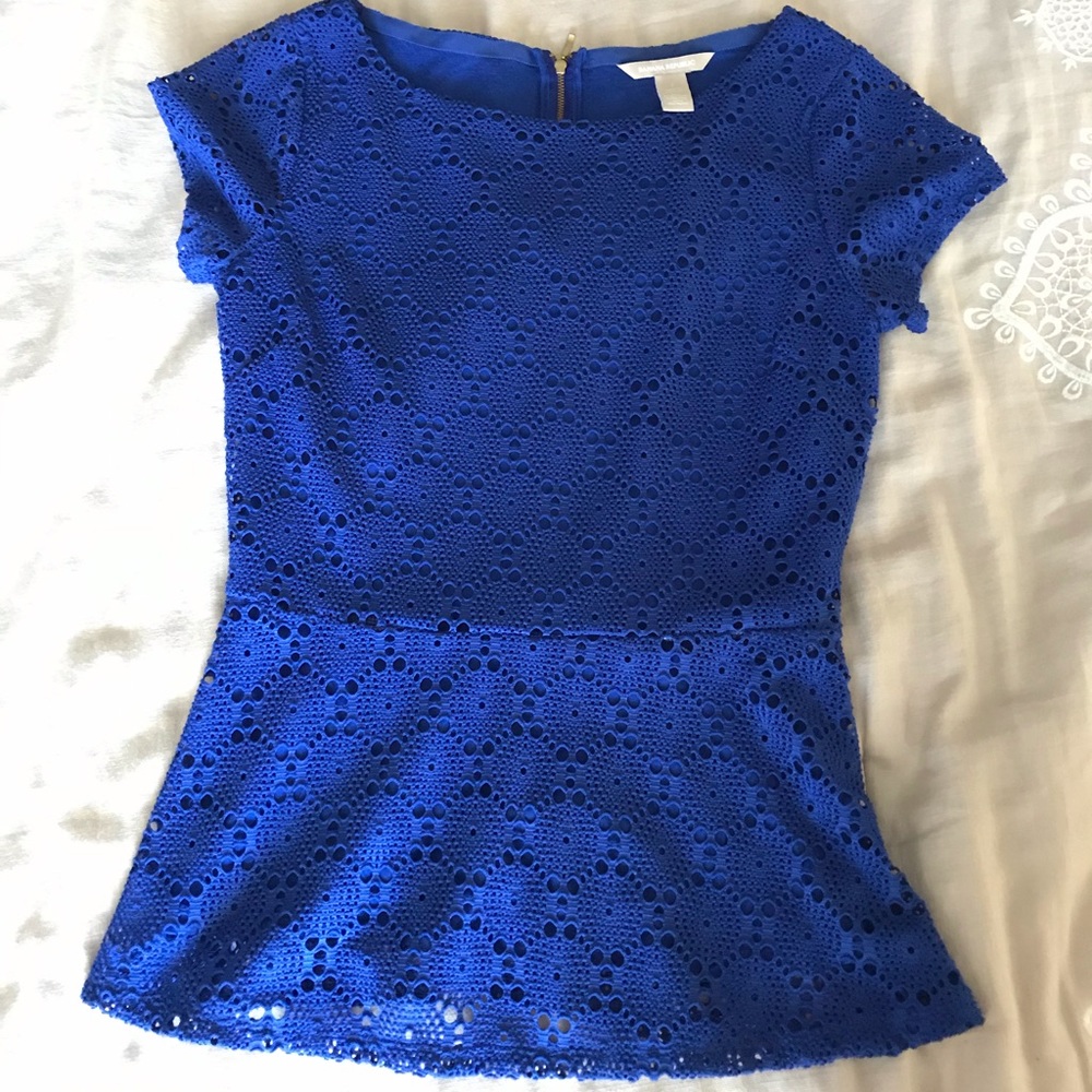 Blue lace peplum top